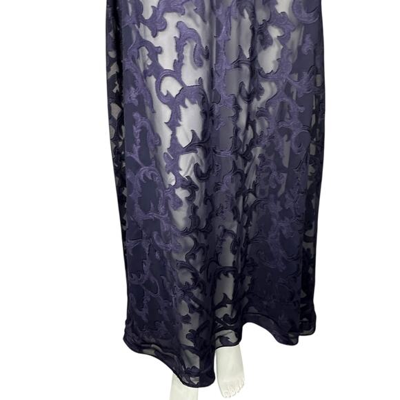 Vintage Victorias Secret Gown Dress Large Sheer Floral 90s Y2K Purple Gold Label - Picture 5 of 11